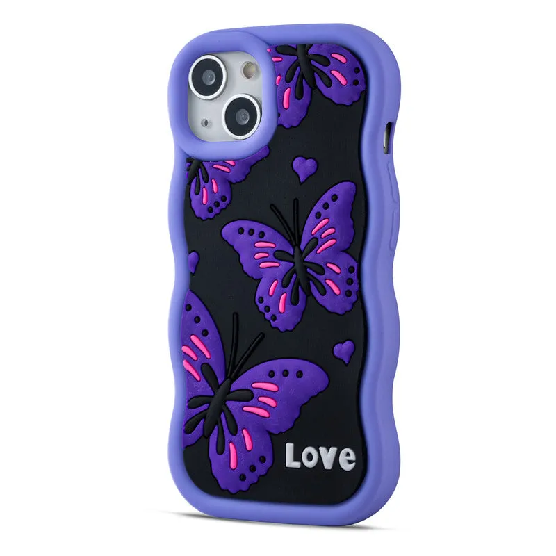 3D Silicone Soft Wave Edges Mobile Back Case For Apple iPhone 13