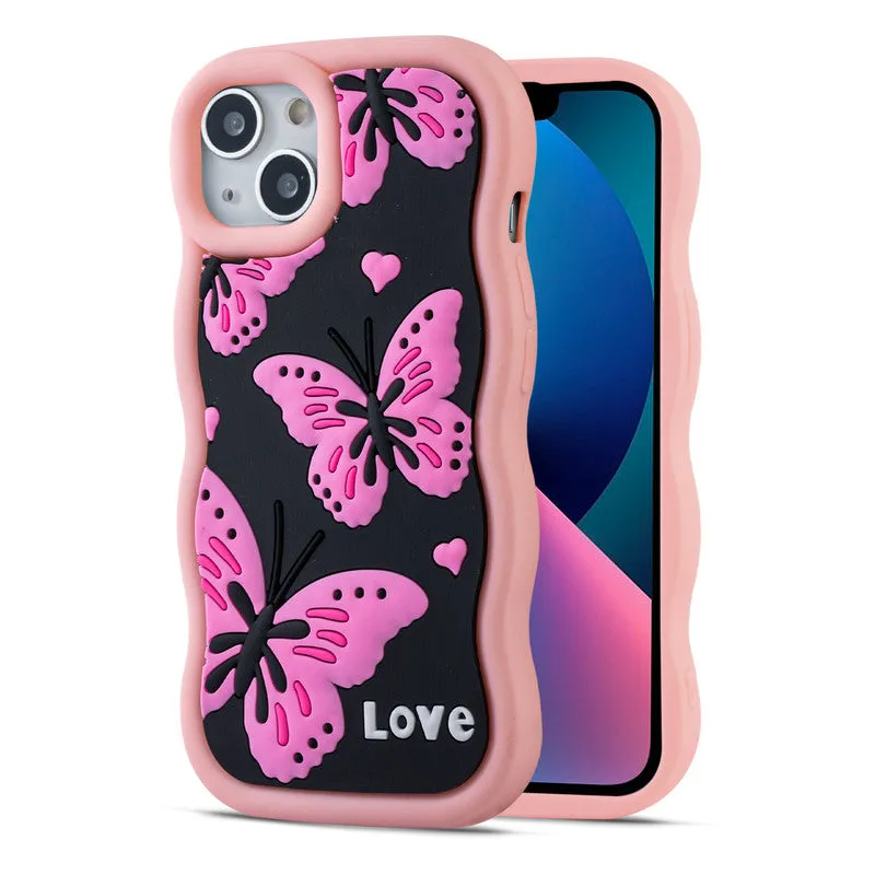 3D Silicone Soft Wave Edges Mobile Back Case For Apple iPhone 13