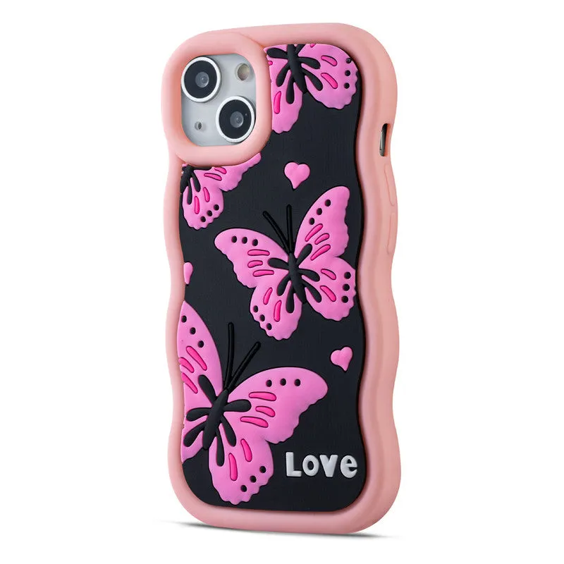 3D Silicone Soft Wave Edges Mobile Back Case For Apple iPhone 13