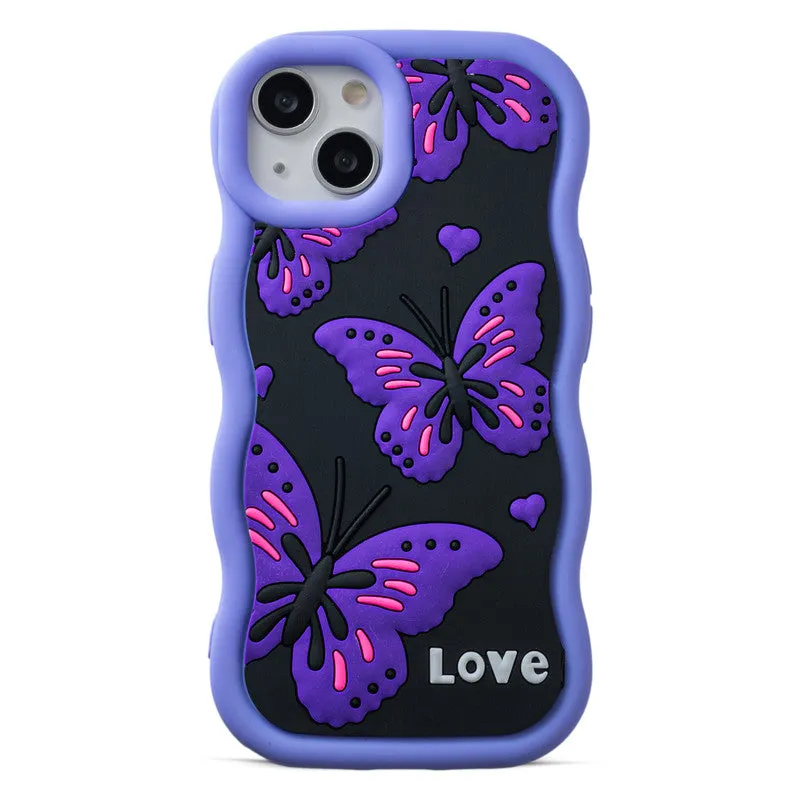 3D Silicone Soft Wave Edges Mobile Back Case For Apple iPhone 13