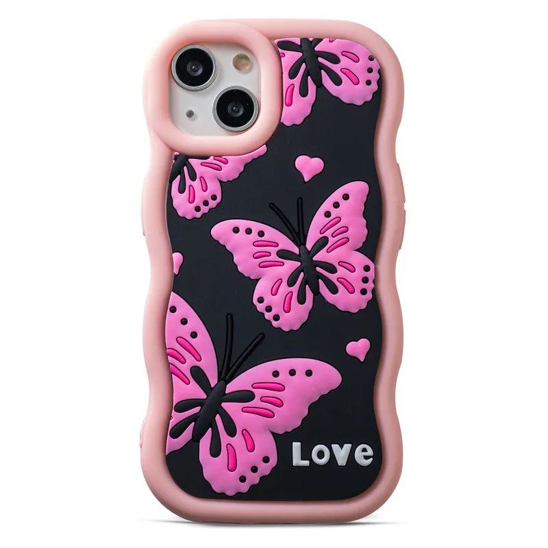 3D Silicone Soft Wave Edges Mobile Back Case For Apple iPhone 13