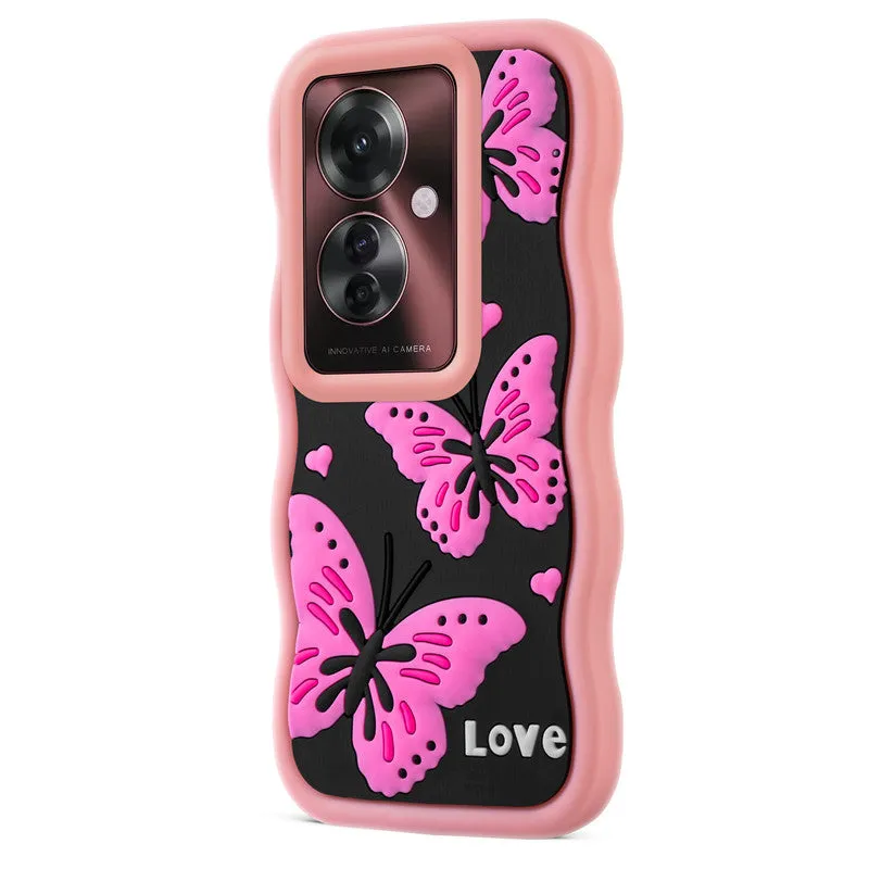 3D Silicone Soft Wave Edges Mobile Back Case For Oppo F25 Pro 5G