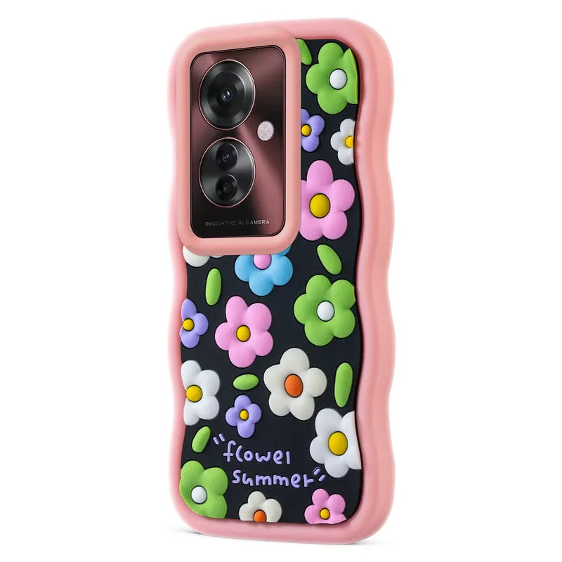 3D Silicone Soft Wave Edges Mobile Back Case For Oppo F25 Pro 5G