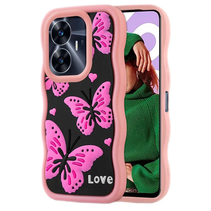 3D Silicone Soft Wave Edges Mobile Back Case For Realme C55