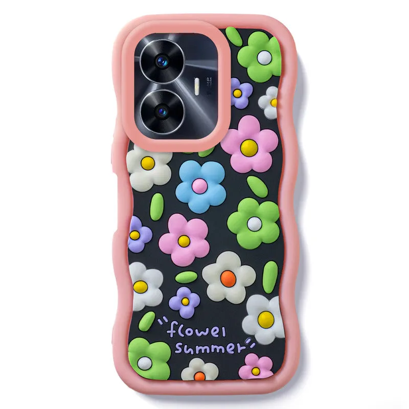 3D Silicone Soft Wave Edges Mobile Back Case For Realme C55