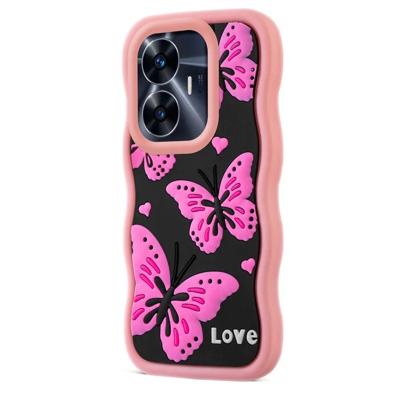 3D Silicone Soft Wave Edges Mobile Back Case For Realme C55