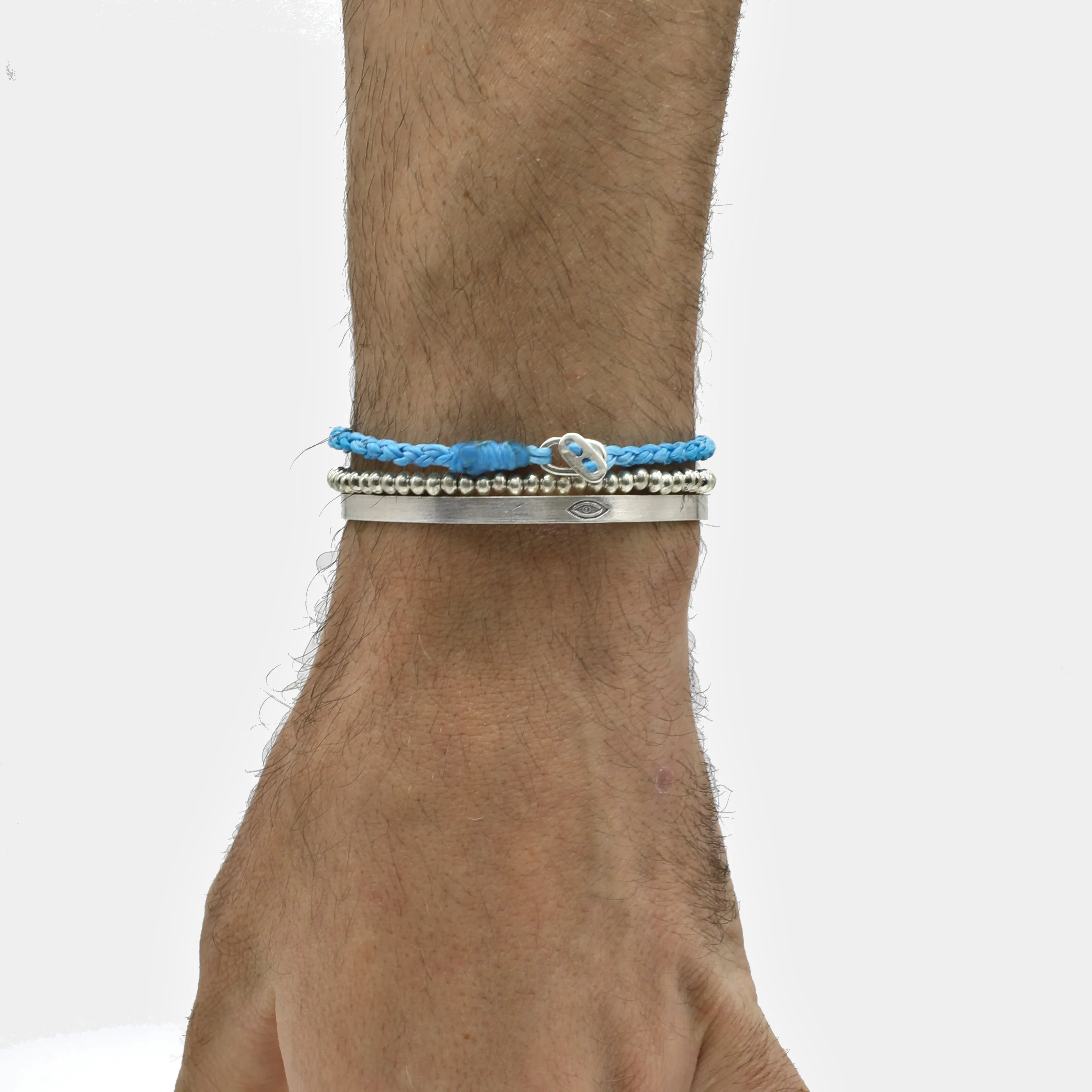 4mm Braided Bracelet With Sterling Silver Clasp (Light Blue)