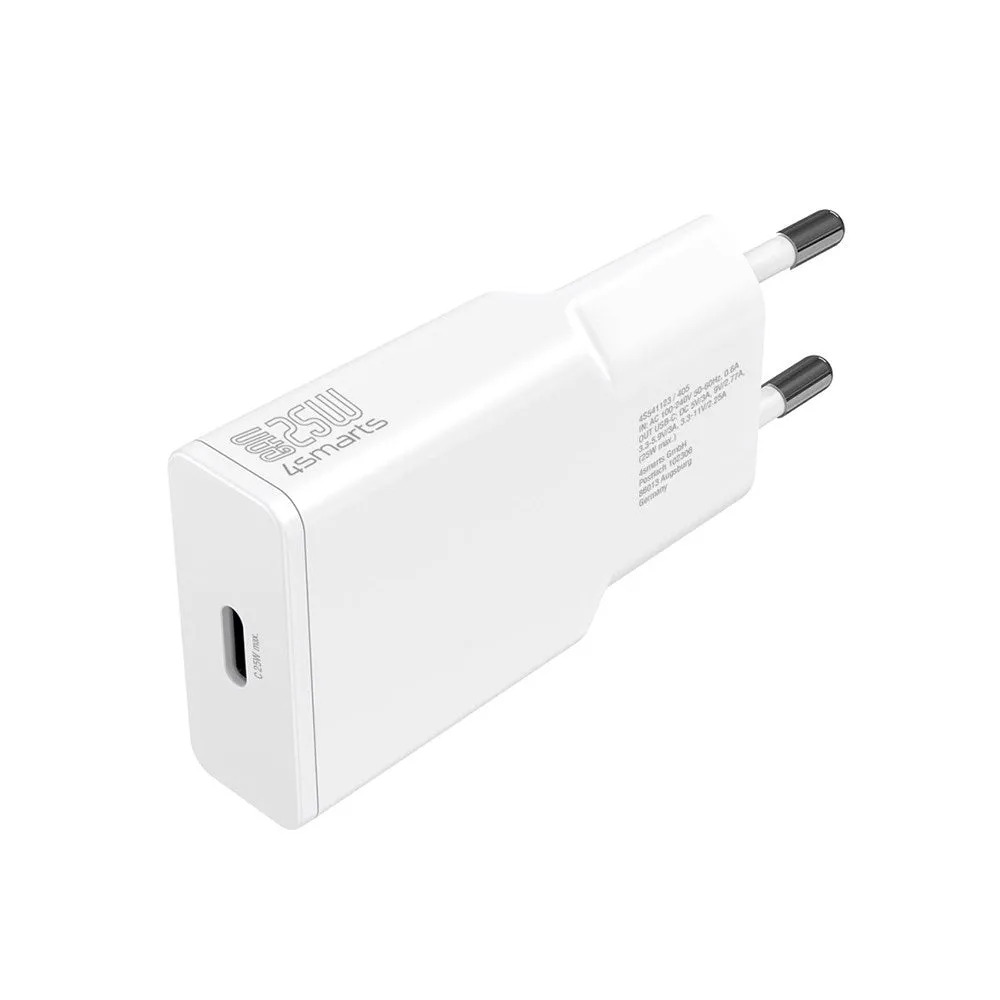 4Smarts PD Slim 25W Vægoplader GaN m. USB-C - Hvid