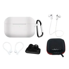 AirPods Pro (1 & 2. gen.) Hurtel Silikone Case Sæt m. Etui, Neck Strap & Ear Hook - Hvid