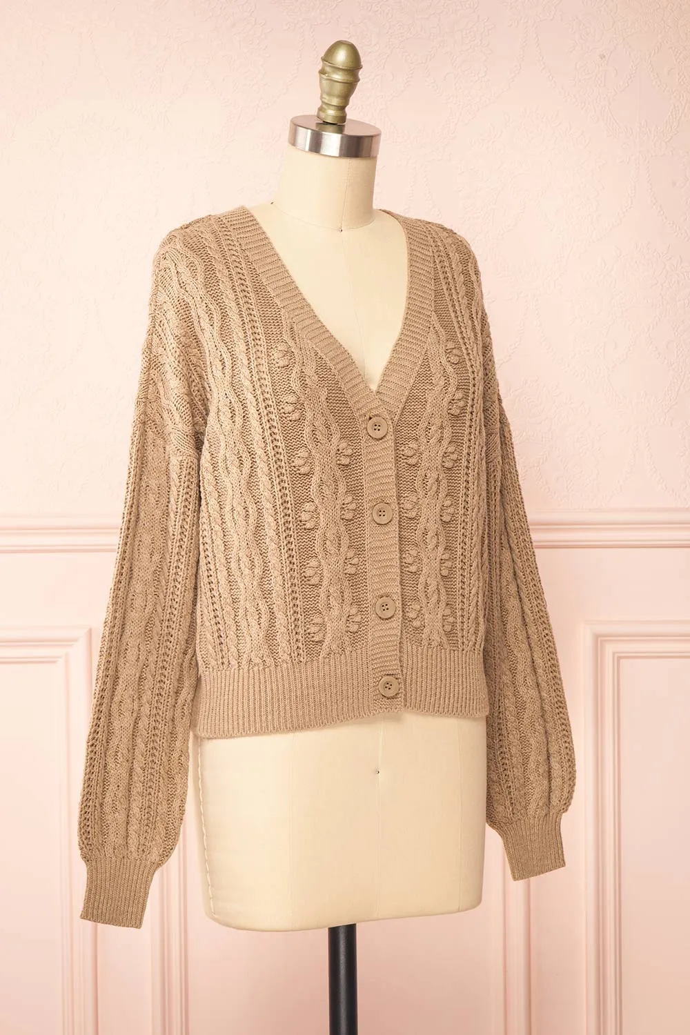 Akao Taupe | Cable Knit Cardigan