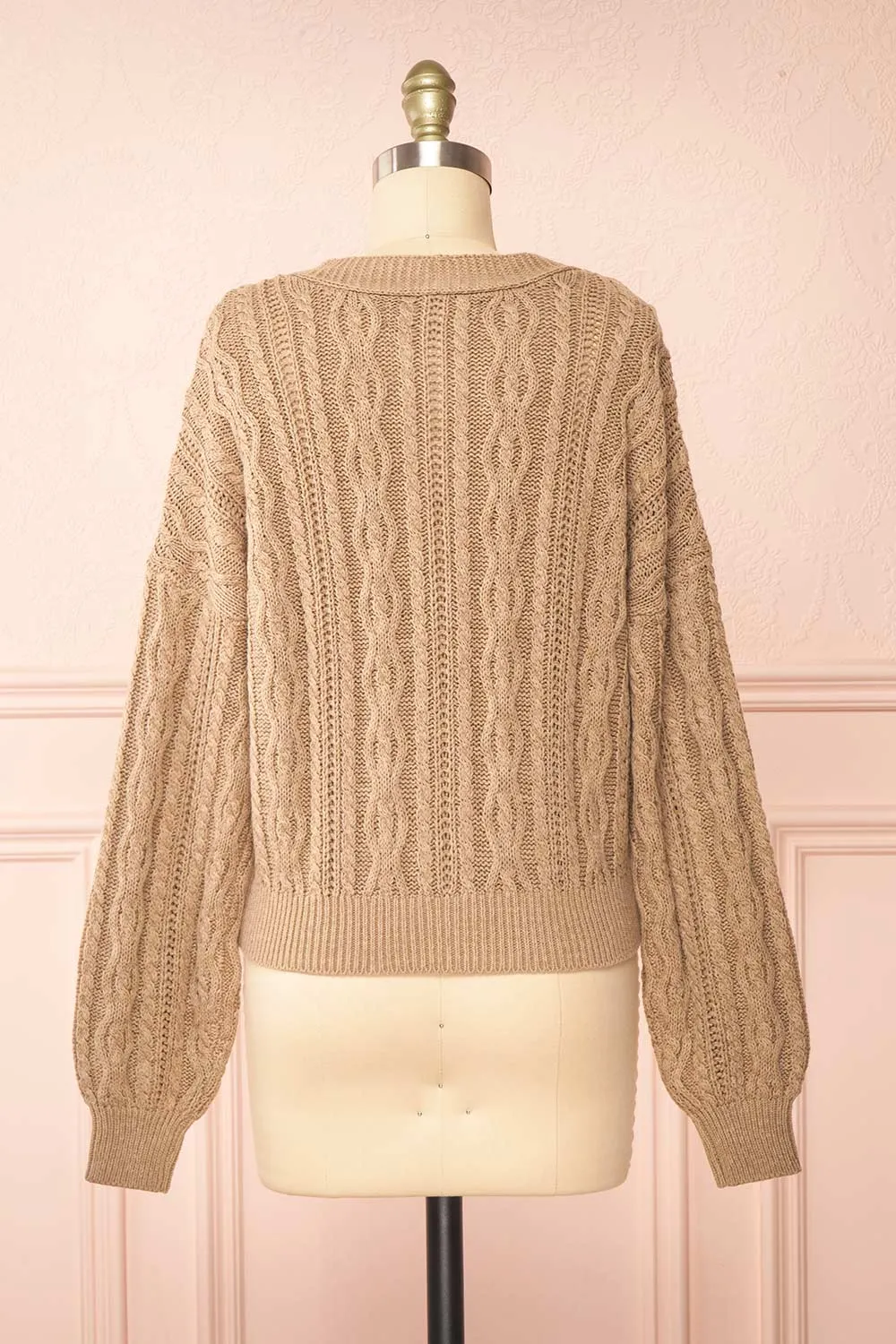 Akao Taupe | Cable Knit Cardigan