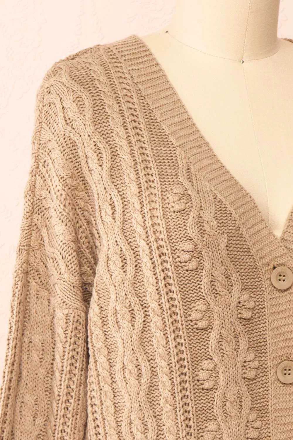 Akao Taupe | Cable Knit Cardigan