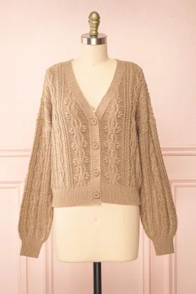 Akao Taupe | Cable Knit Cardigan