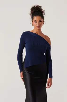 Aldari Off Shoulder Ribbed Knit Sweater