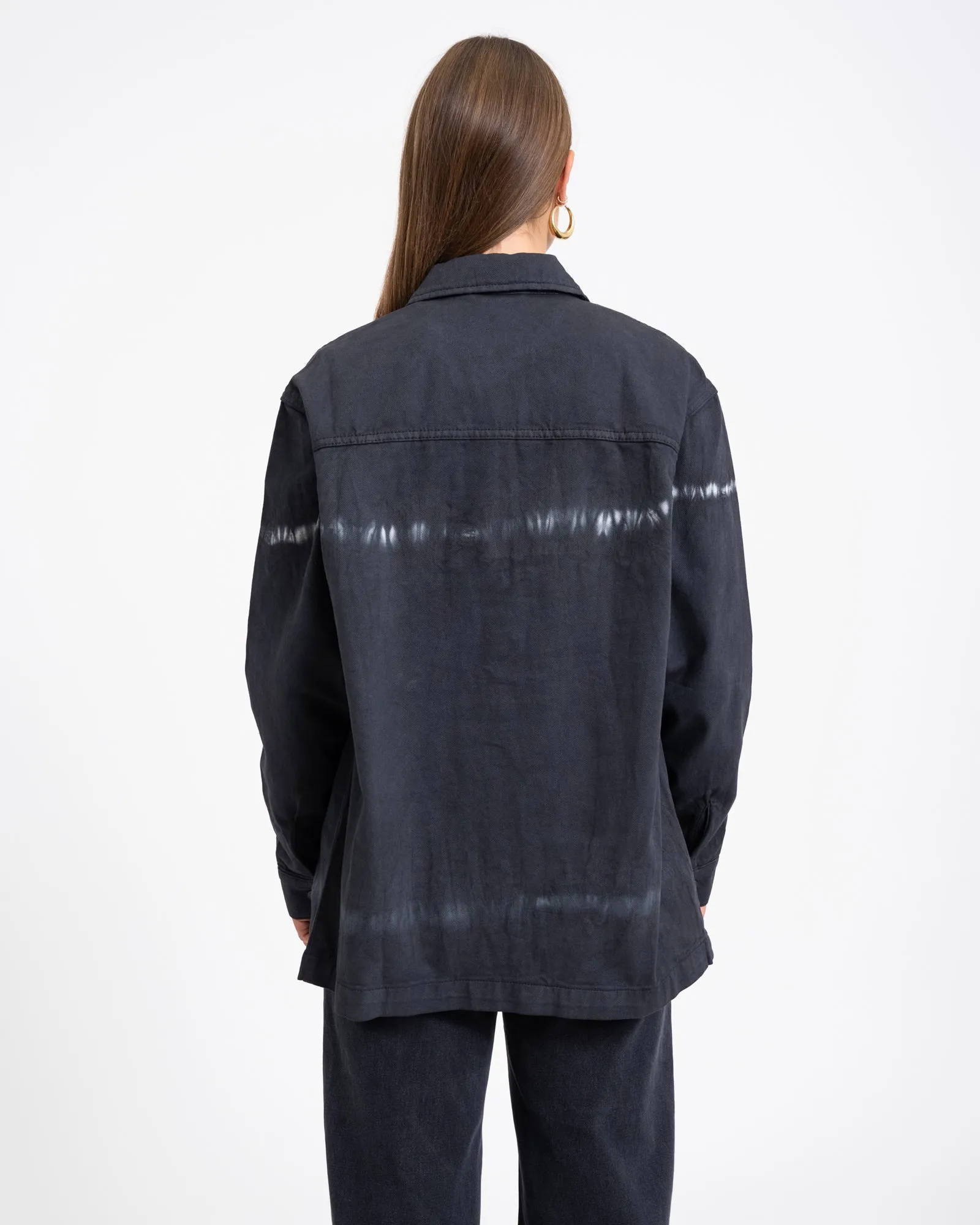 Alva Tie Die Denim Shacket Black