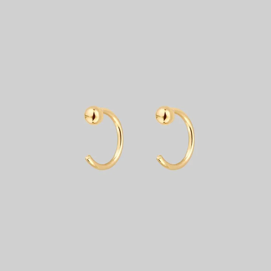 Ball Huggie Hoop Earrings - Gold