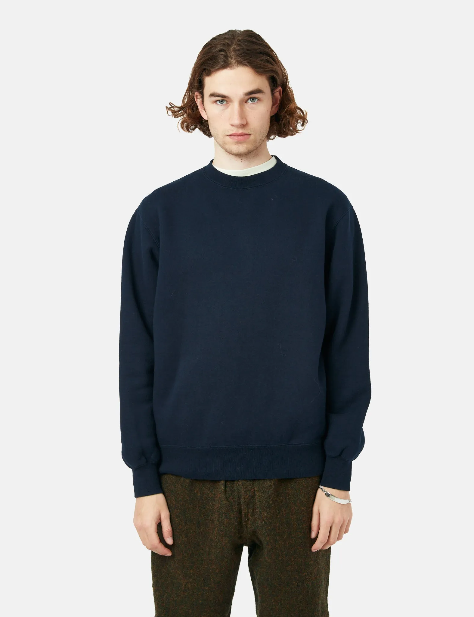 Beams Plus Crew Sweatshirt - Navy Blue