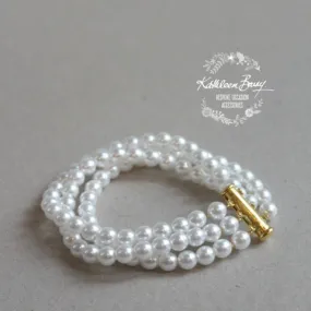 Belinda triple strand pearl bracelet - Options pearl & clasp colors