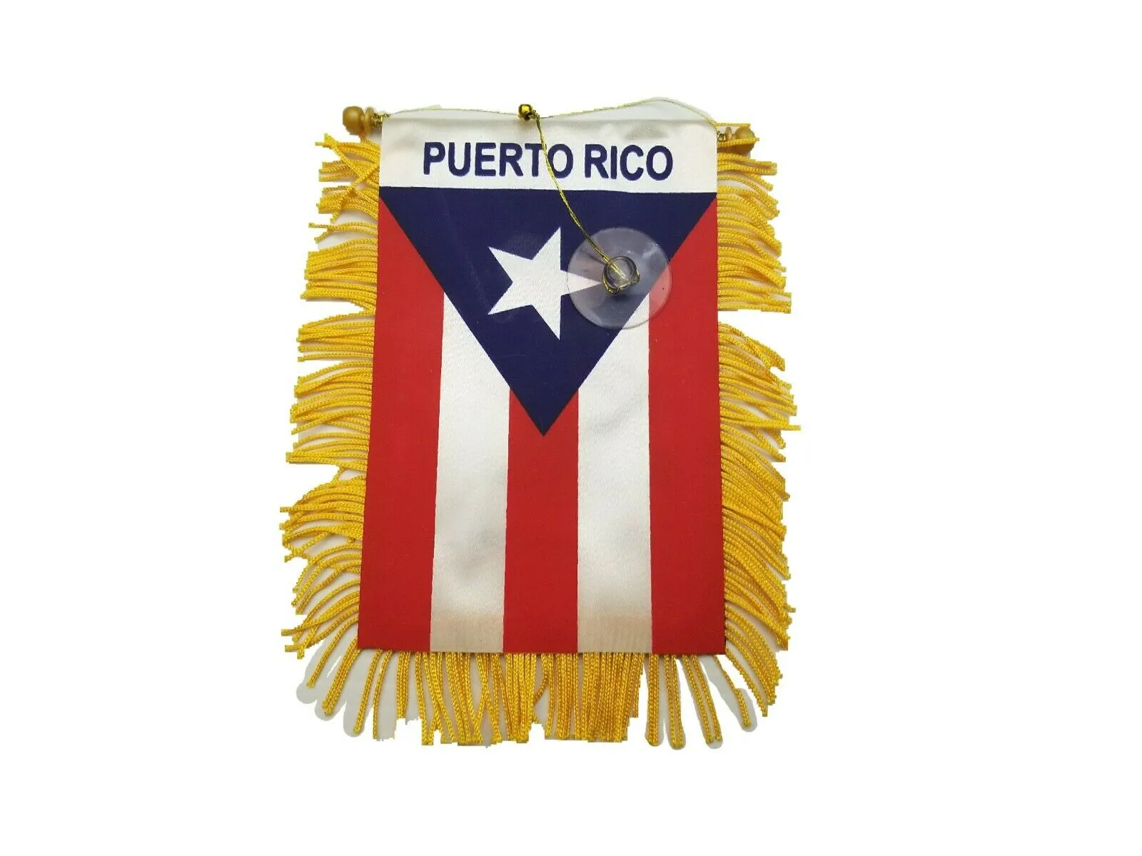 Bori Boy   Puerto Rico Flag for Car Mirror W/Gold trim