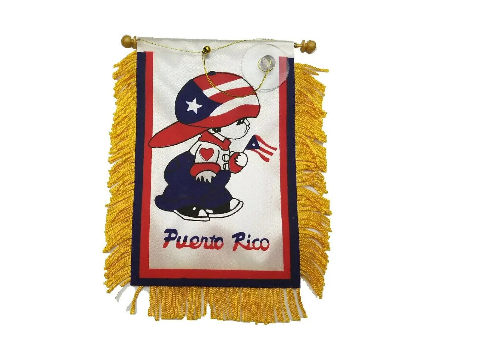 Bori Boy   Puerto Rico Flag for Car Mirror W/Gold trim