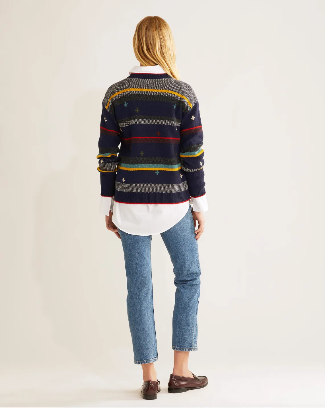 Bridger Stripe Sweater<br>Navy Heather Stripe