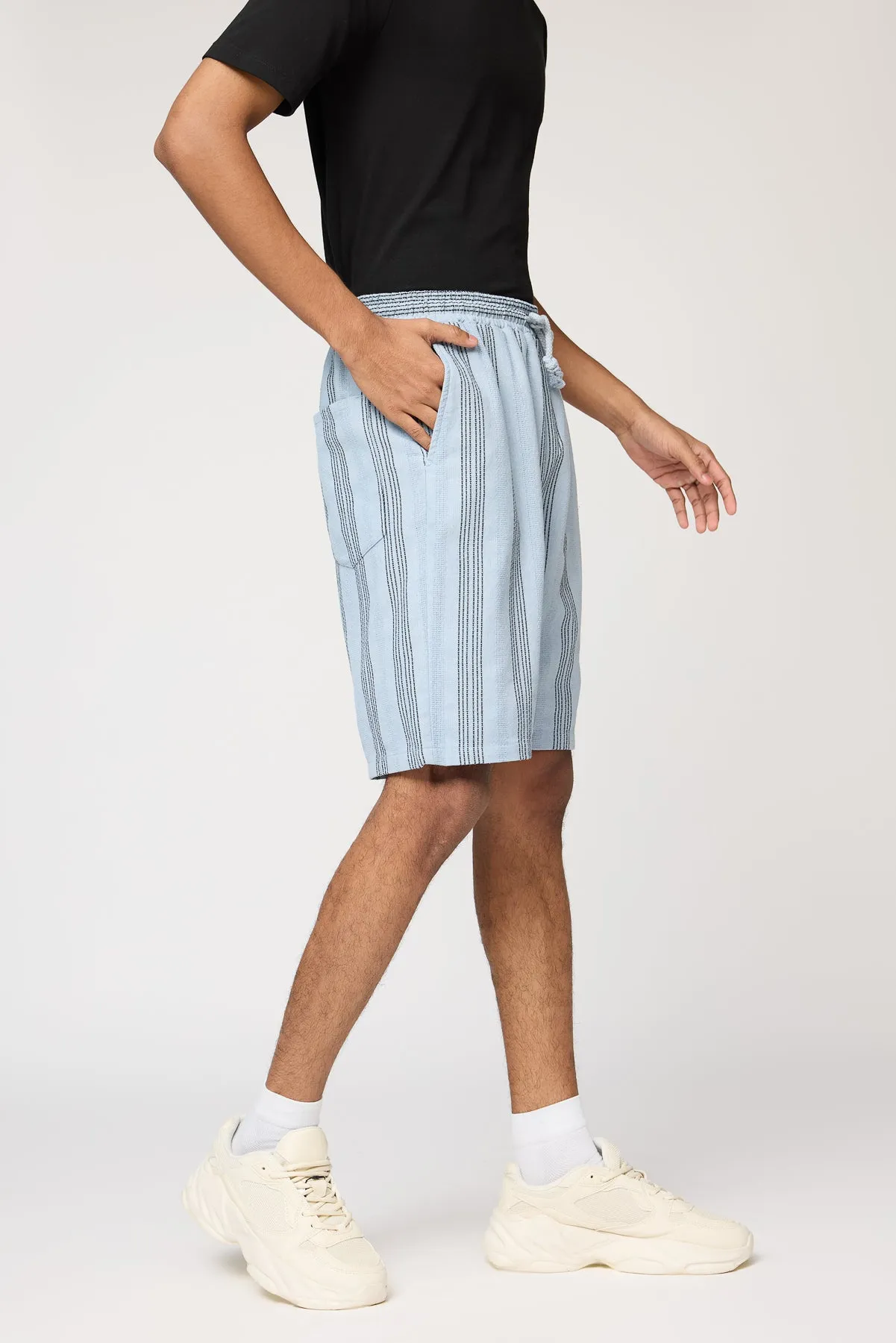 Bright Blue Striped Men's Bermuda Shorts