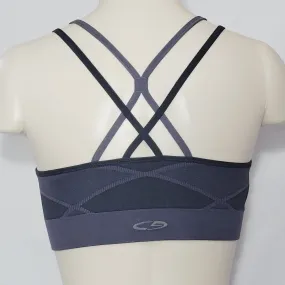 Champion C9 N9647 Strappy Back Wire Free Sports Bra X-SMALL Black & Gray NWT