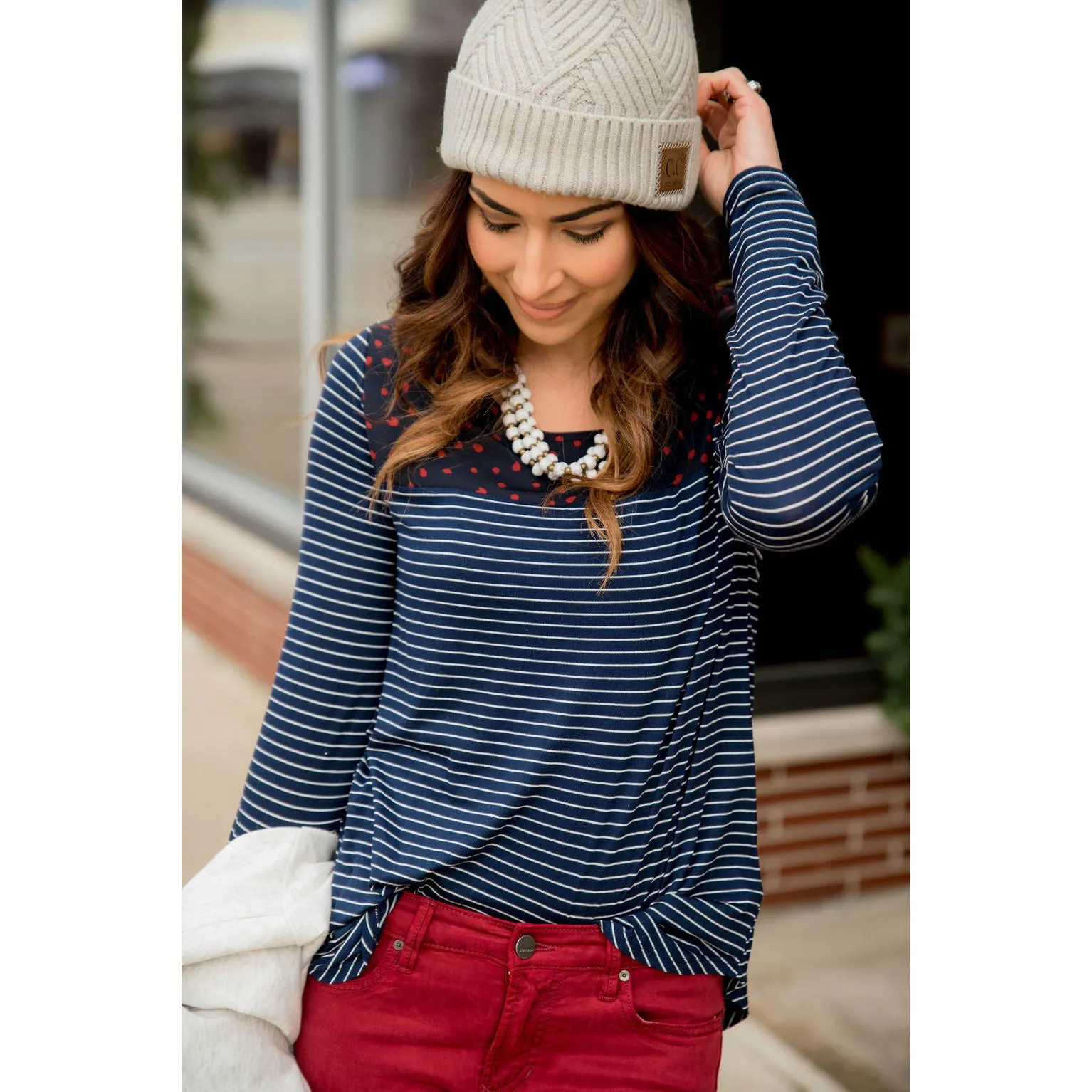 Cheetah Top Striped Long Sleeve