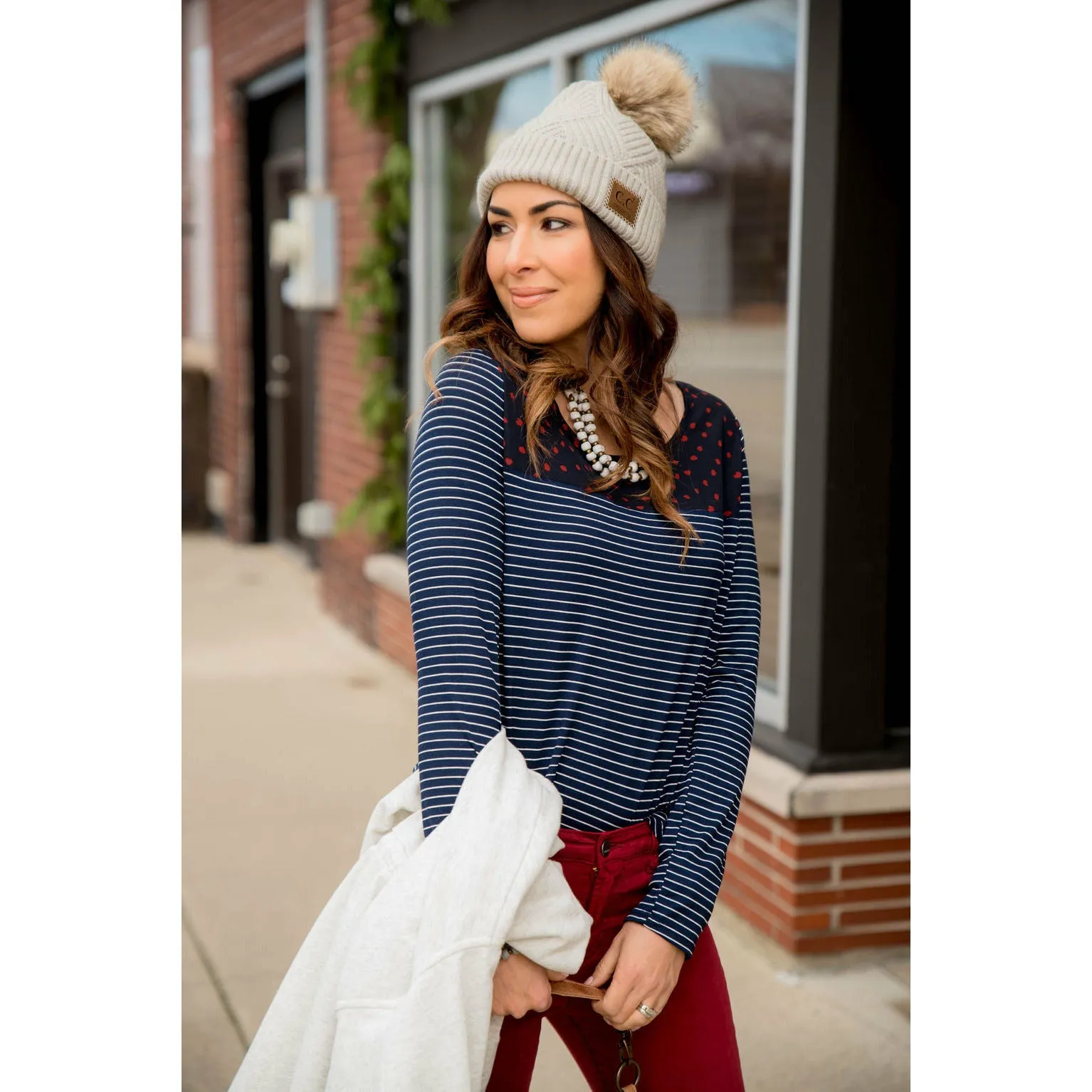 Cheetah Top Striped Long Sleeve