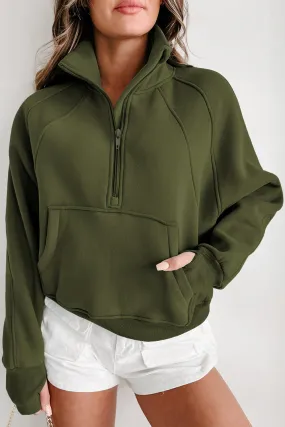 Cropped half zip sweatshirt