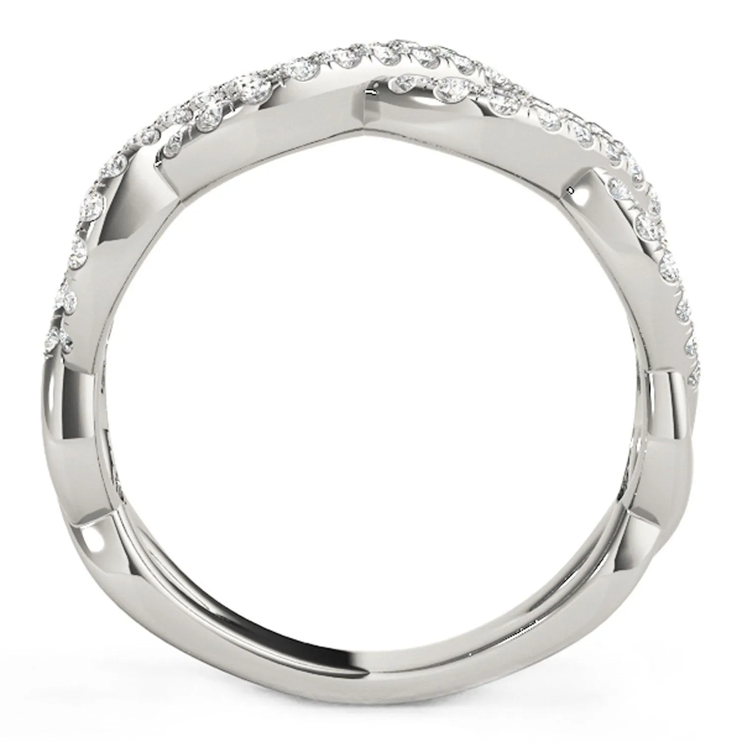 Diamond Studded Interlocking Waves Ring in 14k White Gold