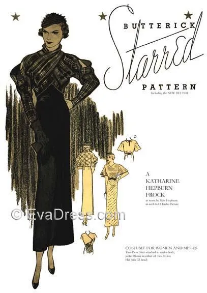 E-PATTERN 1933 Katharine Hepburn Ensemble E5156