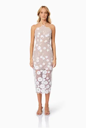 Elodie Midi Cocktail Dress in White