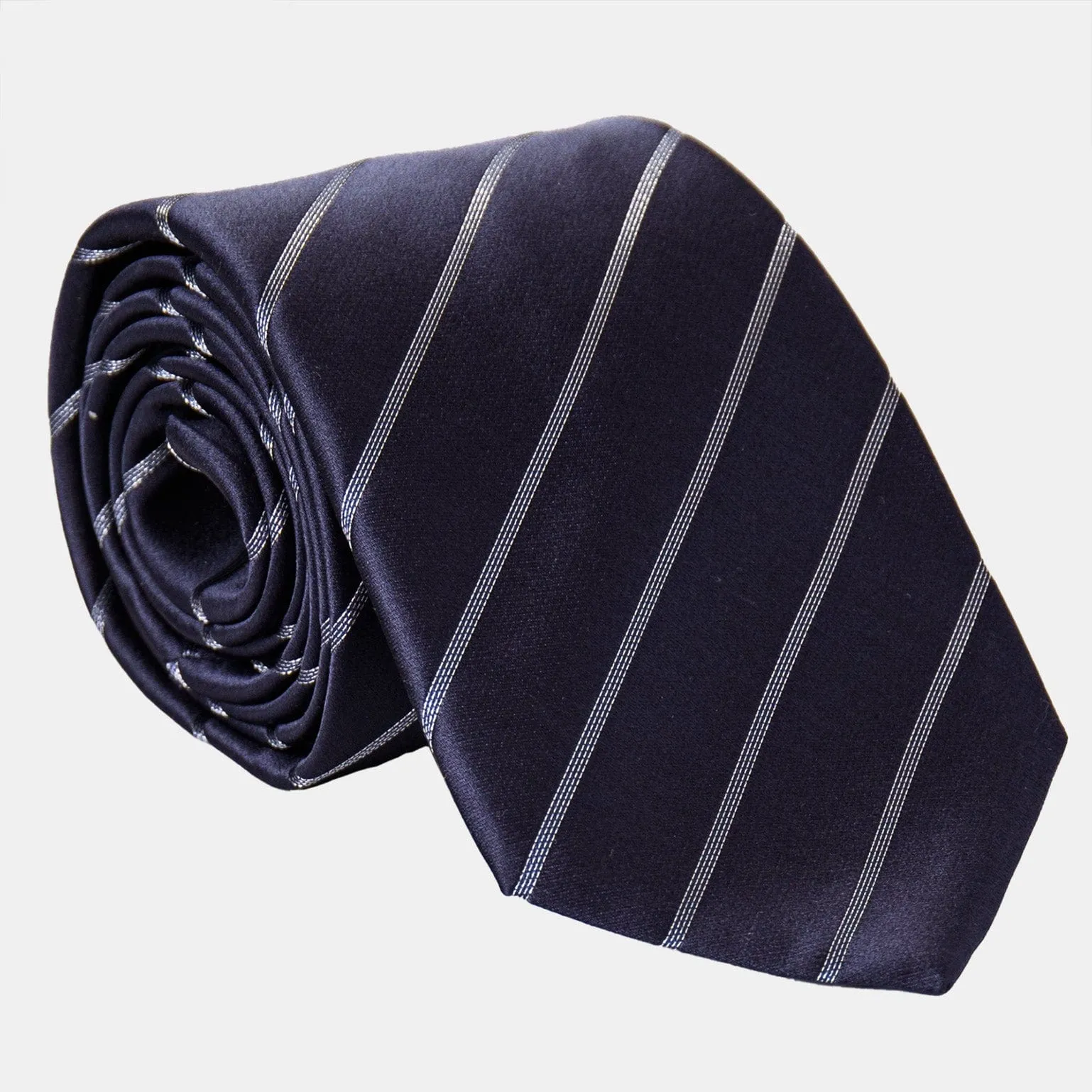 Esino - Silk Jacquard Tie - Midnight Blue and Silver