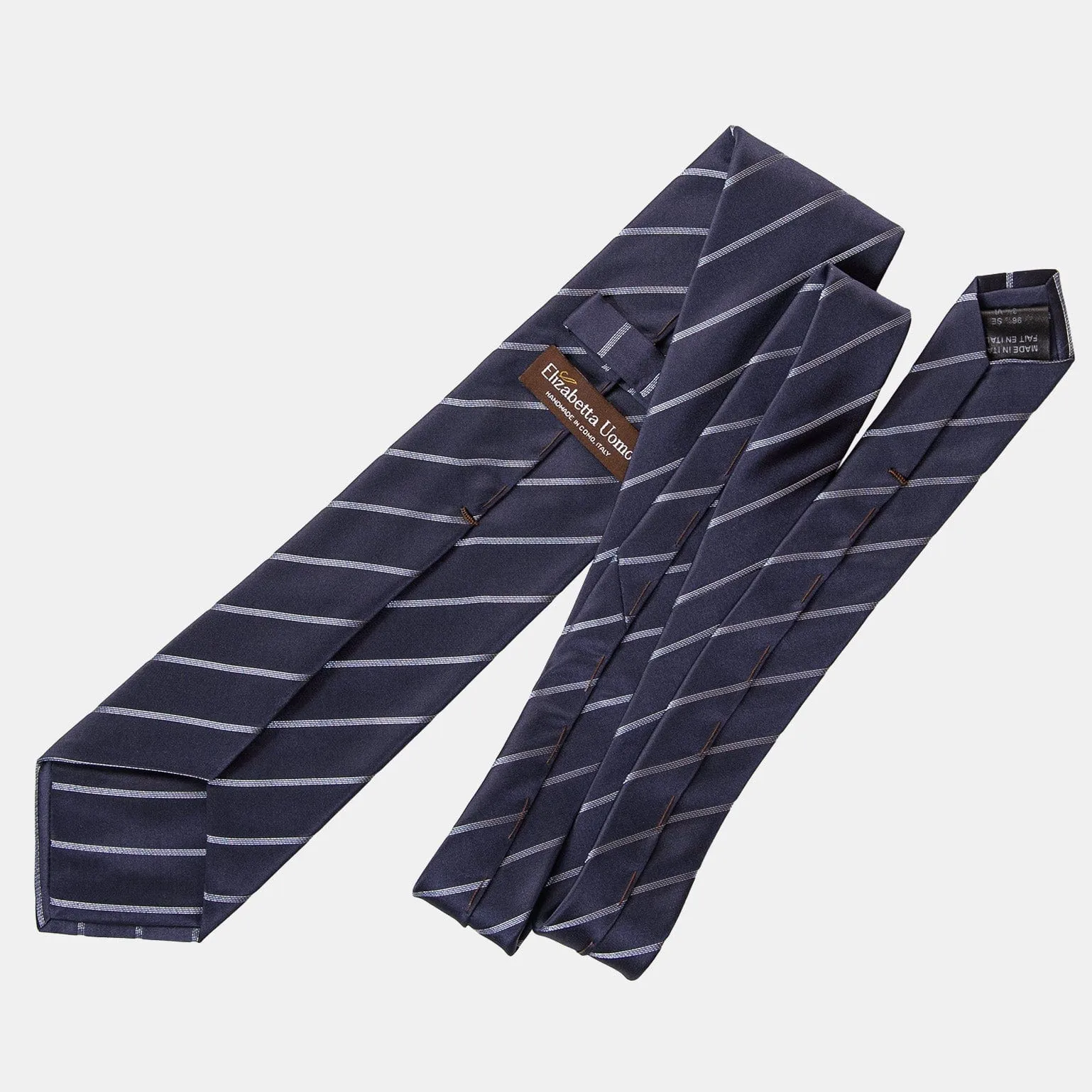 Esino - Silk Jacquard Tie - Midnight Blue and Silver