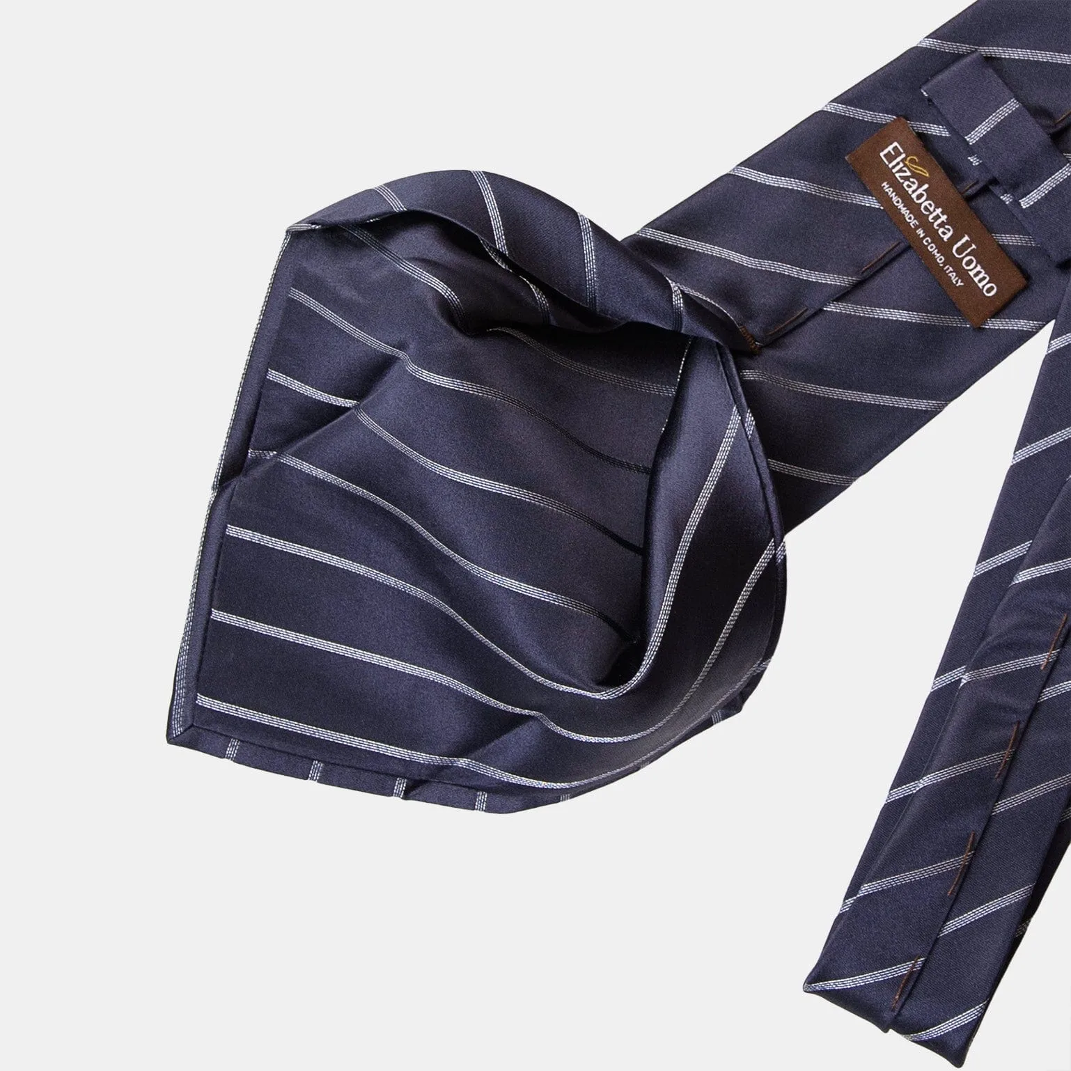 Esino - Silk Jacquard Tie - Midnight Blue and Silver