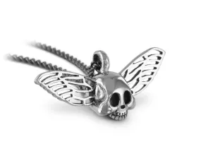 Flying Skull Necklace - Silver