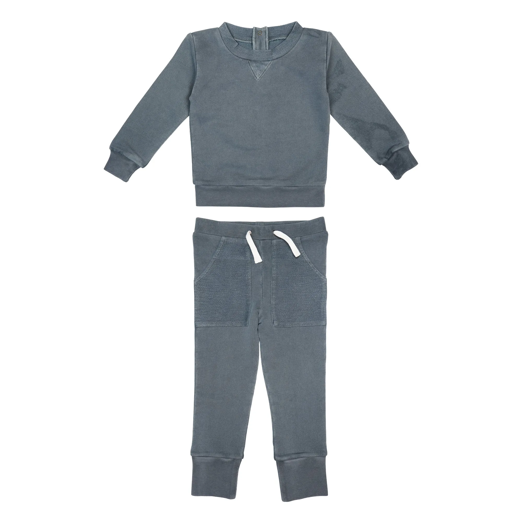 French Terry Sweatshirt & Jogger Set in Moonstone