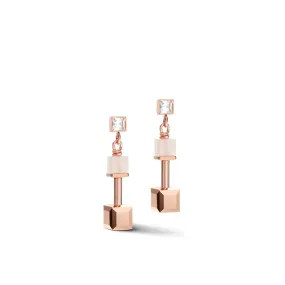 GeoCUBE Pink Aventurine Rose Gold-Peach Earrings