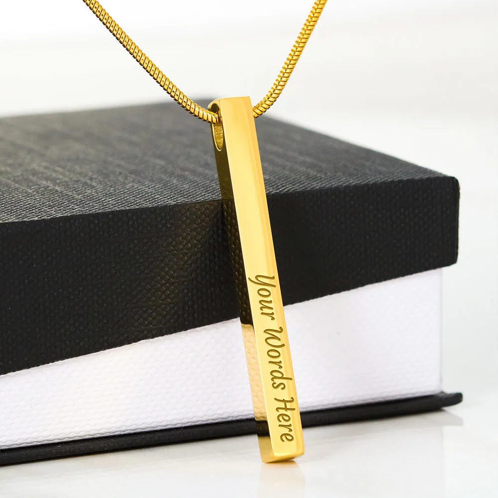 Gifts For Mom 2 Sided Vertical Bar Necklace With Mother's Day Message Card