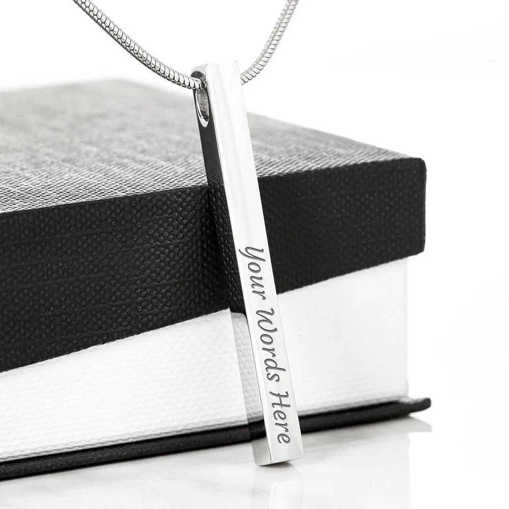 Gifts For Mom 2 Sided Vertical Bar Necklace With Mother's Day Message Card