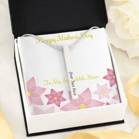 Gifts For Mom 2 Sided Vertical Bar Necklace With Mother's Day Message Card