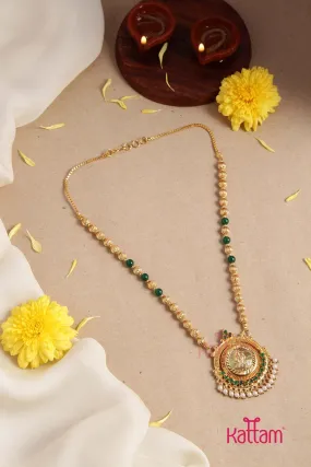 Goldtone Kerala Style Green Bead Chain (No earring)