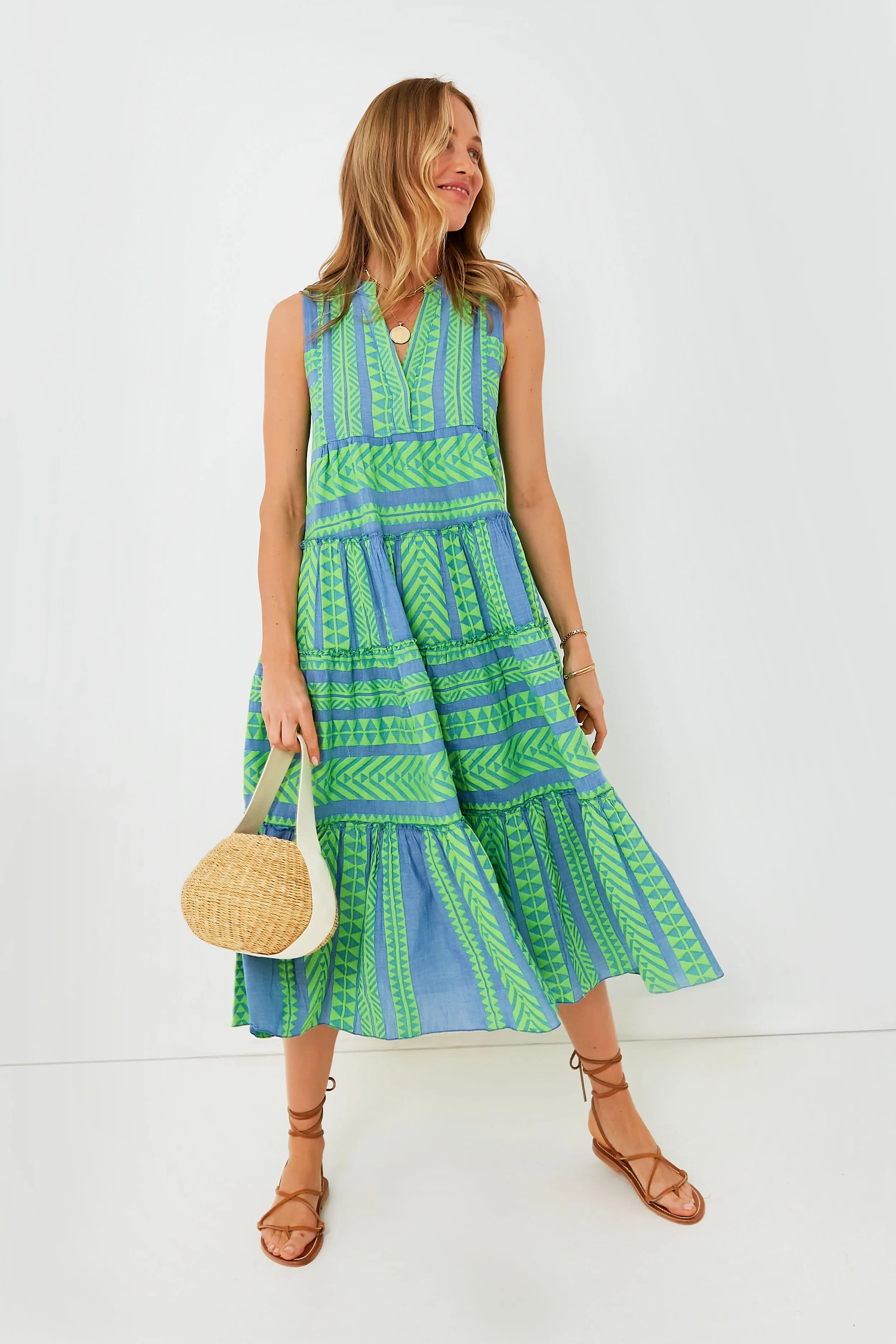 Green and Blue Tanzanitis Midi Dress