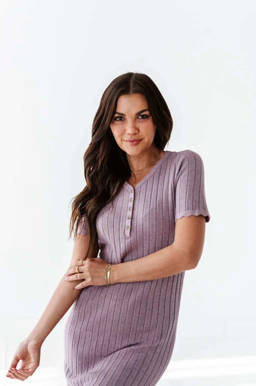 Harper Short Sleeve Dress in Lavender