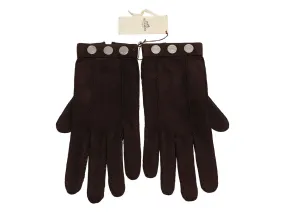 Hermès Brown Suede Clou de Selle Gloves