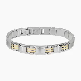 Italgem Stainless Steel and 14k Gold Link Bracelet