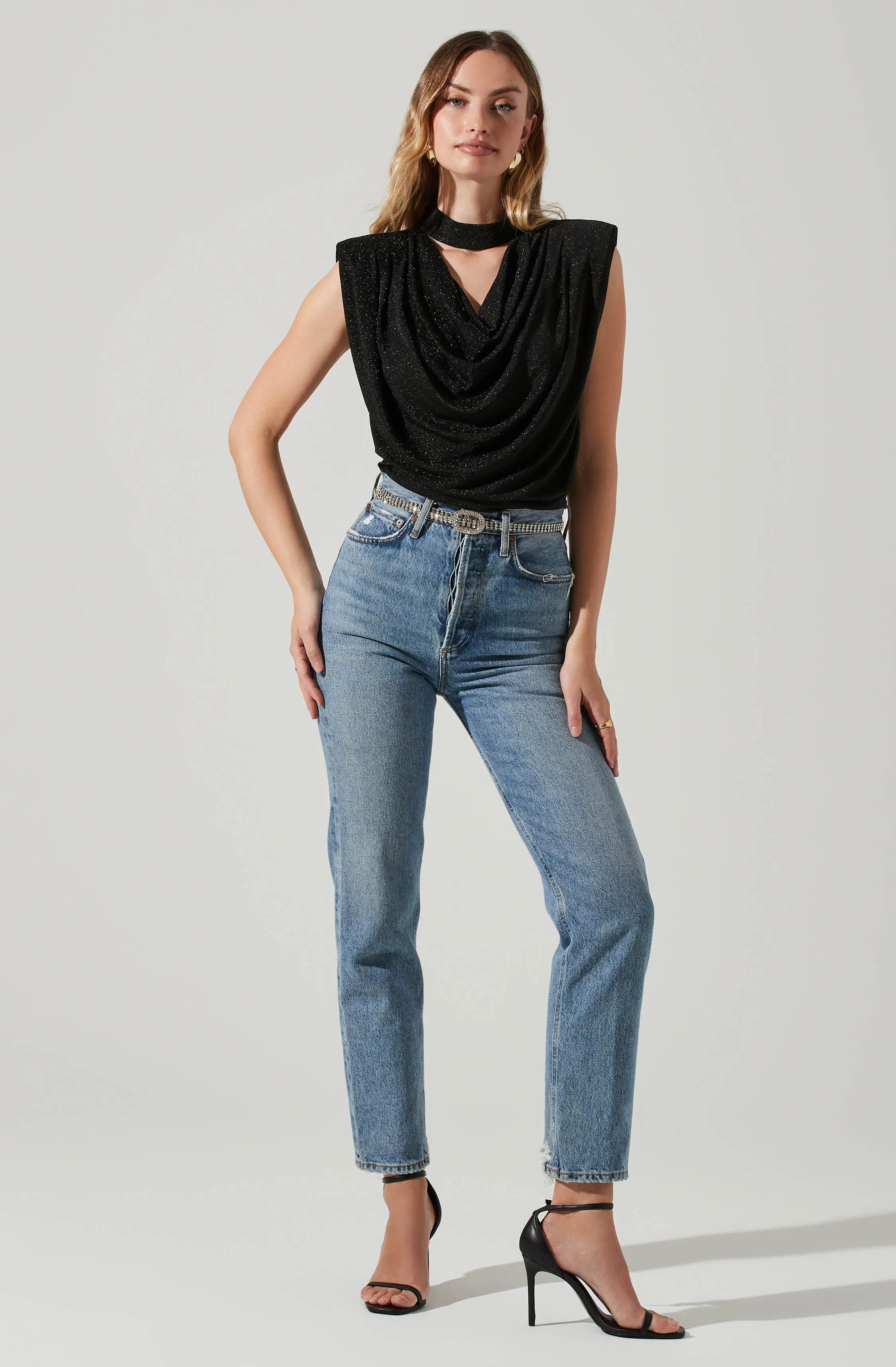 Jayda Draped Mock Neck Top