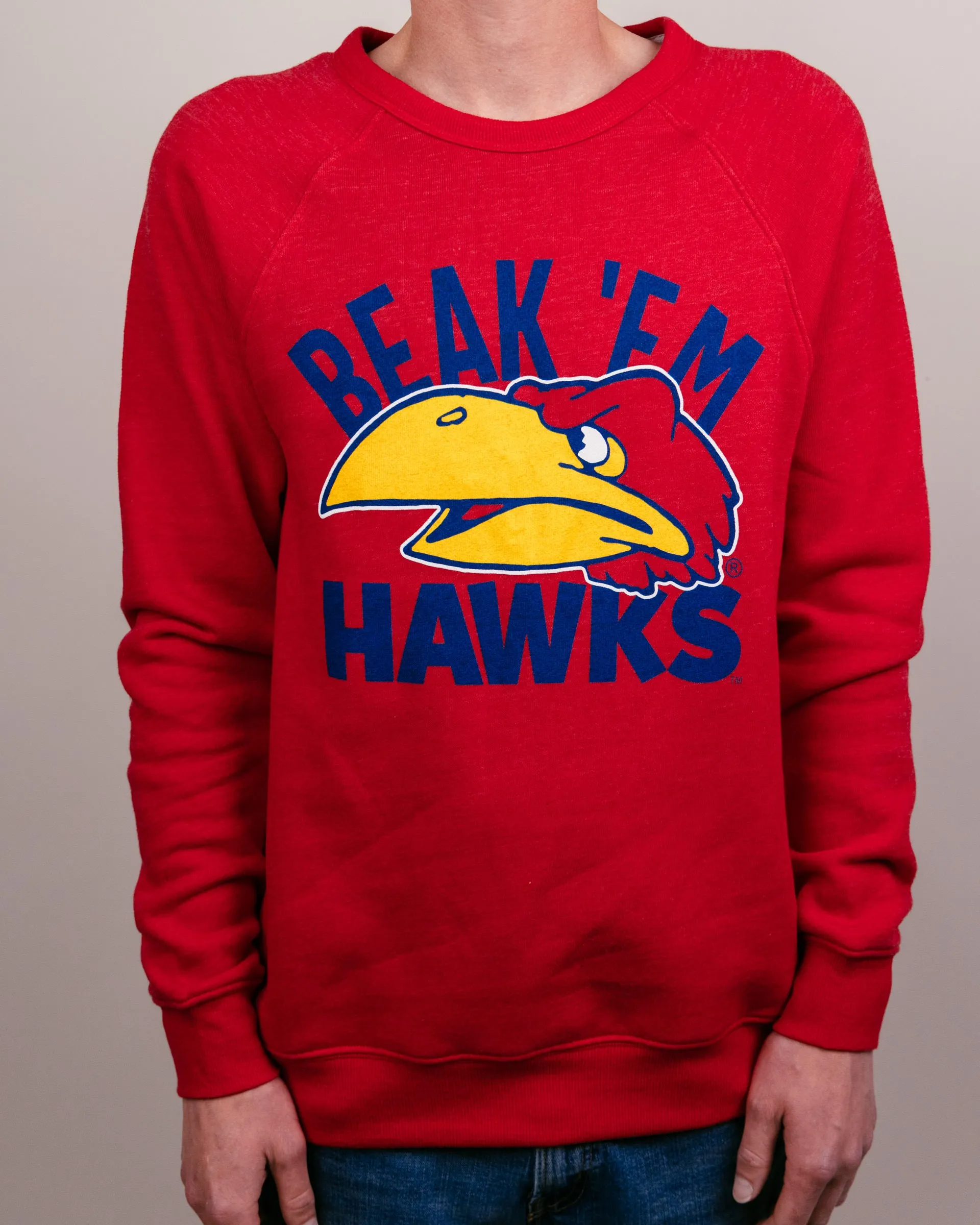 Kansas Jayhawks Beak 'Em Hawks Red Crewneck