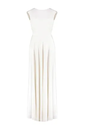 LAELIA IVORY SILK CREPE EVENING GOWN